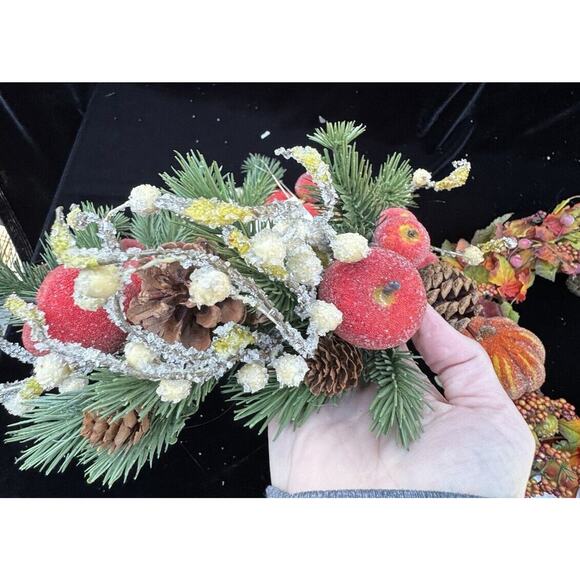 QVC Valerie Hill Glass Hurricane Candle Beaded Rings Fall & Christmas NIB Pretty - Picture 5 of 12